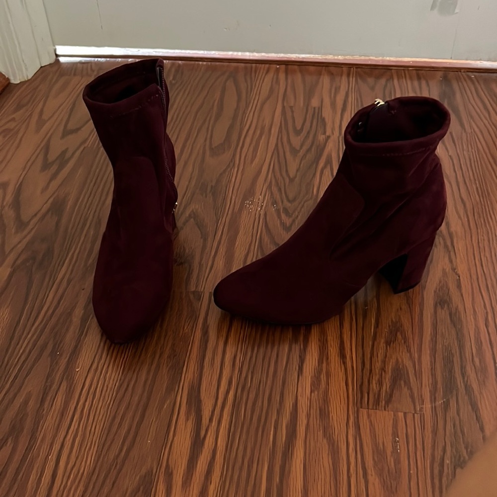 Plum suede booties
